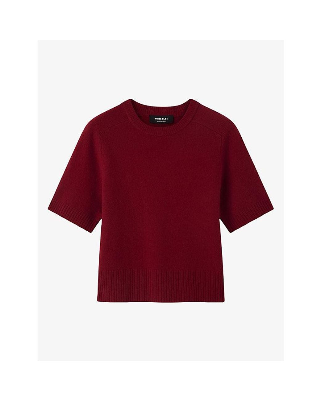 Whistles Red Round-Neck Short-Sleeve Wool T-Shirt
