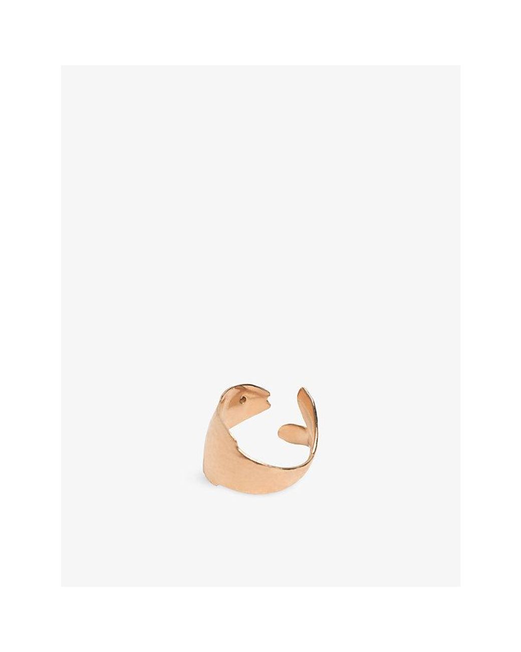Maje White Fish Rhinestone Brass Ring