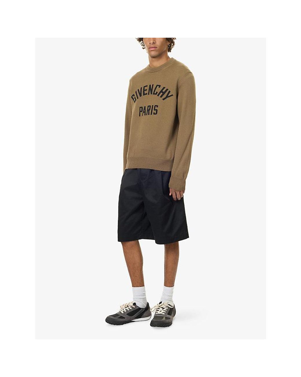 Givenchy Green Logo-Print Crew-Neck Cotton-Knit Jumper for men