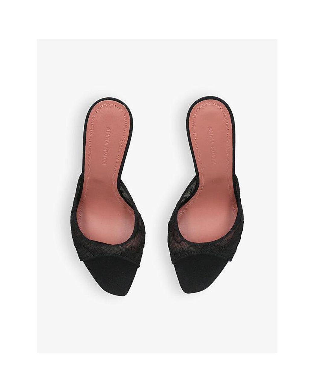 AMINA MUADDI Black Alexa Heeled Mesh Lace Mules