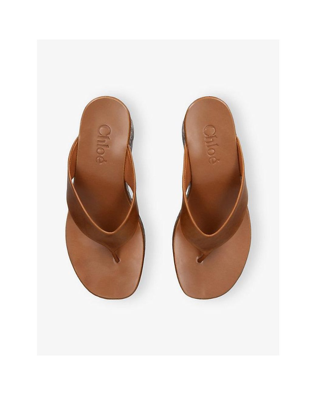 Chloé Brown Maxime Leather Wedge Sandals