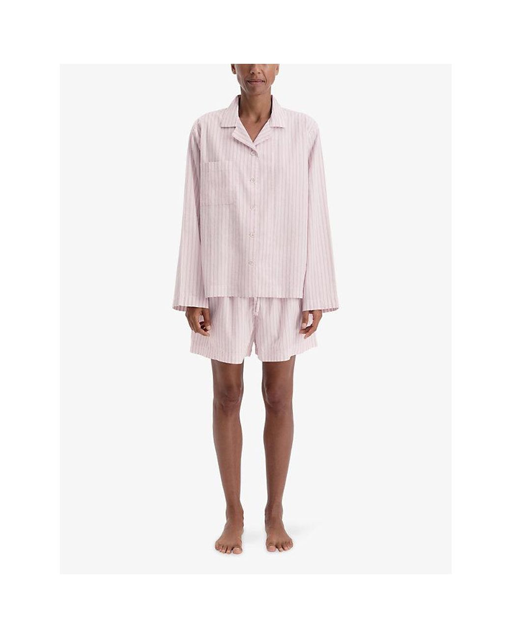 Tekla Pink Long-Sleeve Cotton-Twill Pyjama Shirt