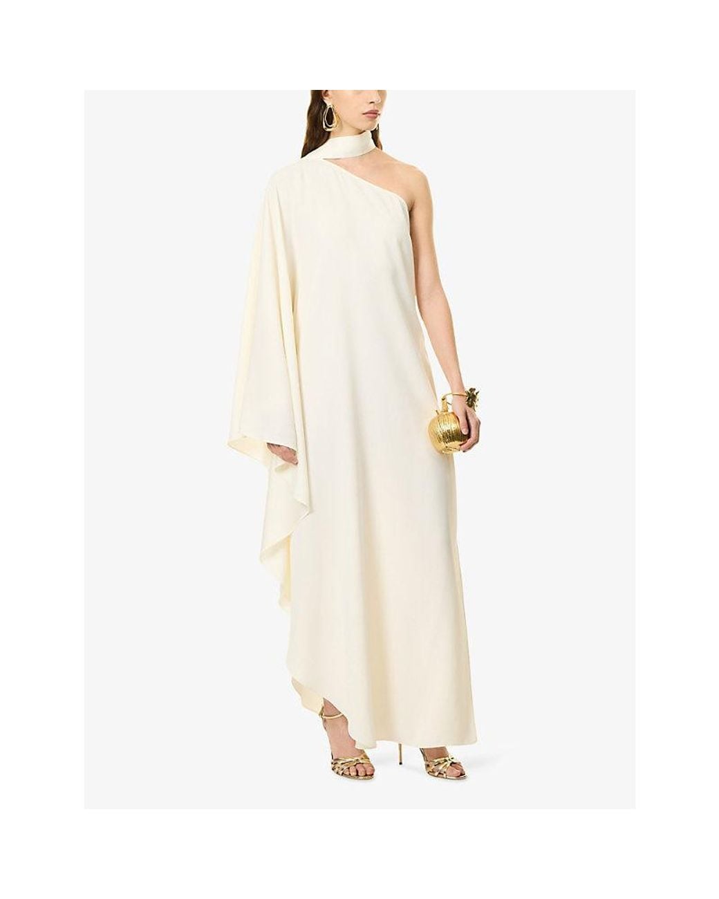 Taller Marmo Natural Florinda Asymmetric Crepe Midi Dress