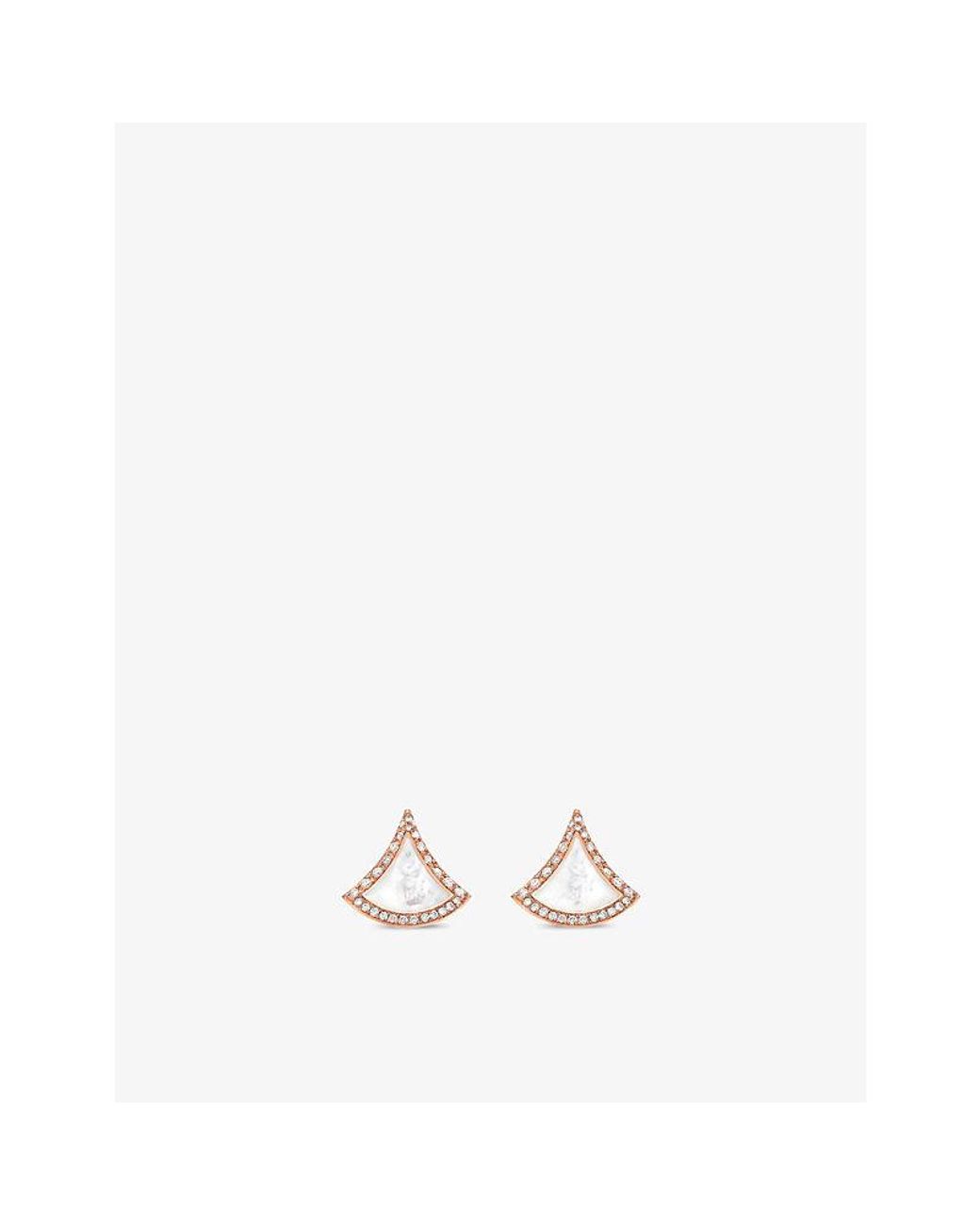 BVLGARI White Divas' Dream 18Ct Rose- 0.1Ct Diamond And Mother-Of-Pearl Earrings
