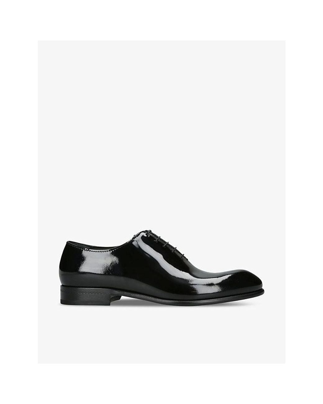 Zegna Black Vienna Whole-Cut Patent-Leather Oxford Shoes for men