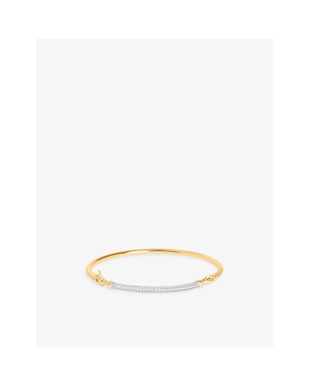 Astrid & Miyu White Pavé Knot-Plated 925 Sterling Bangle