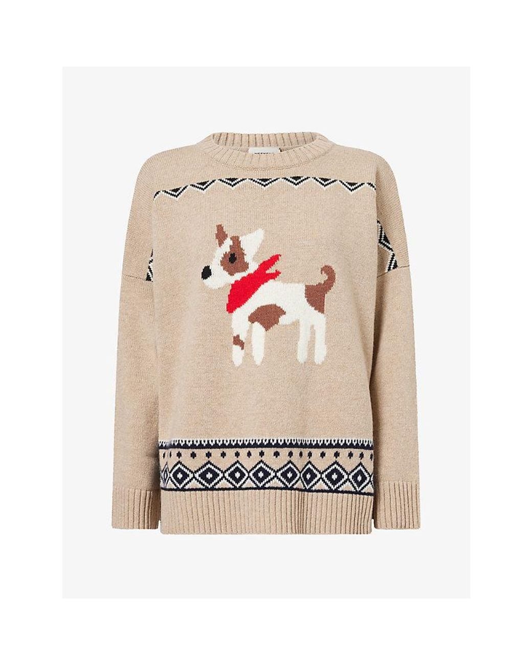 Weekend by Maxmara White Intarsia Motif Wool Jumper