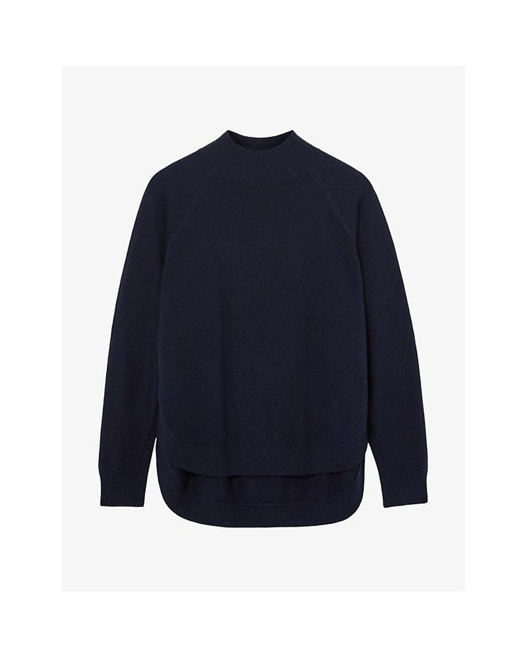 Reiss Blue River Funnel-Neck Wool And Cashmere-Blend Jumper