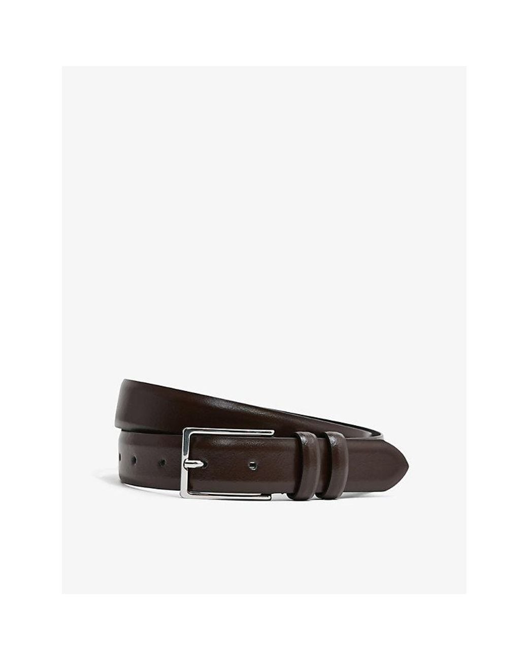 Reiss Black Dante Adjustable Leather Belt for men