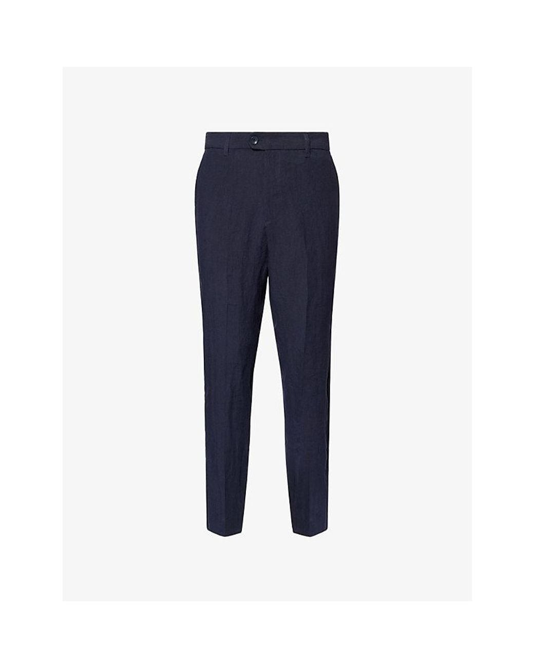 Percival Blue Tailored Linen Trousers for men
