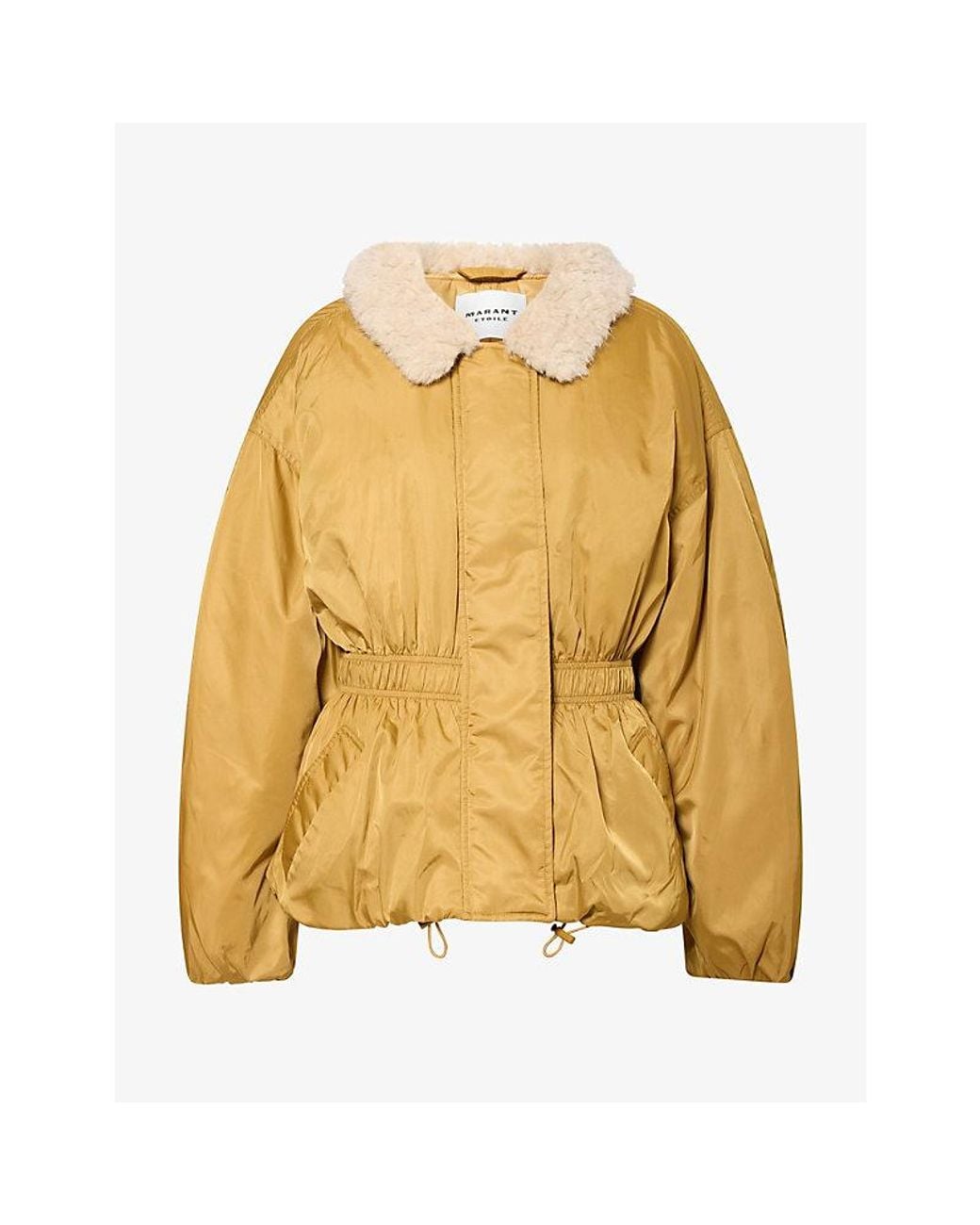 Isabel Marant Yellow Selja Faux-Fur Collar Woven Coat