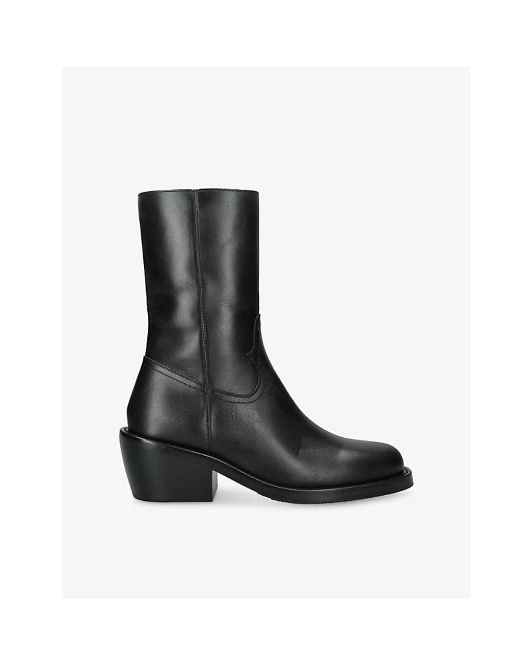Dries Van Noten Black Sleek Leather Ankle Boots for men