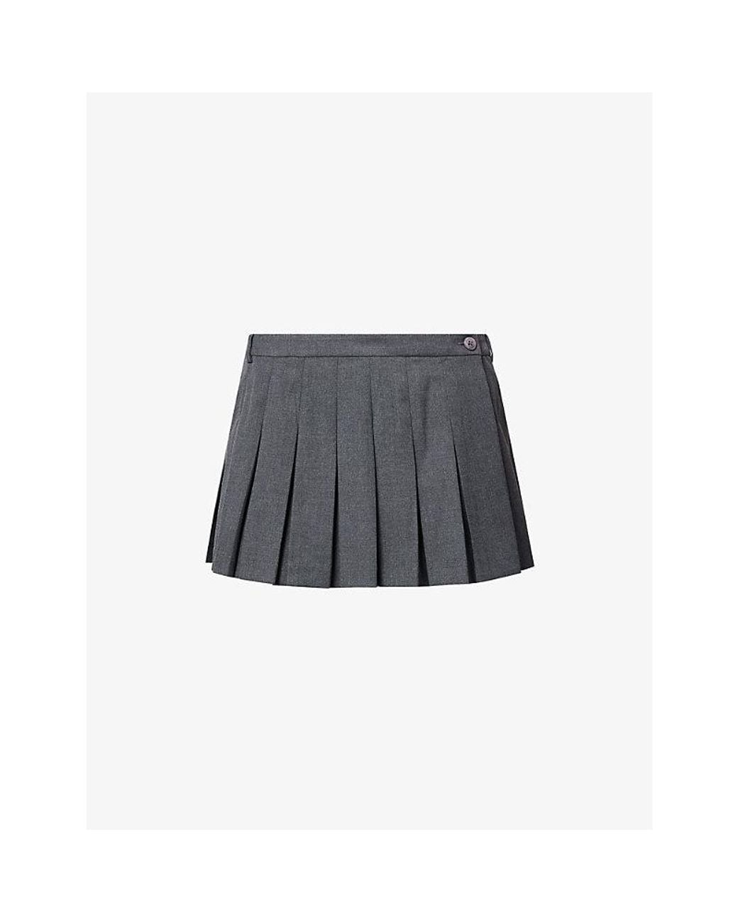 GOOD AMERICAN Gray Pleated Woven Mini Skort