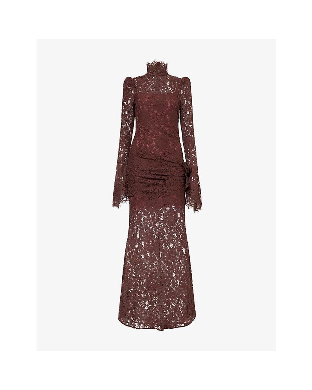 De La Vali Red Bodita Lace Maxi Dress