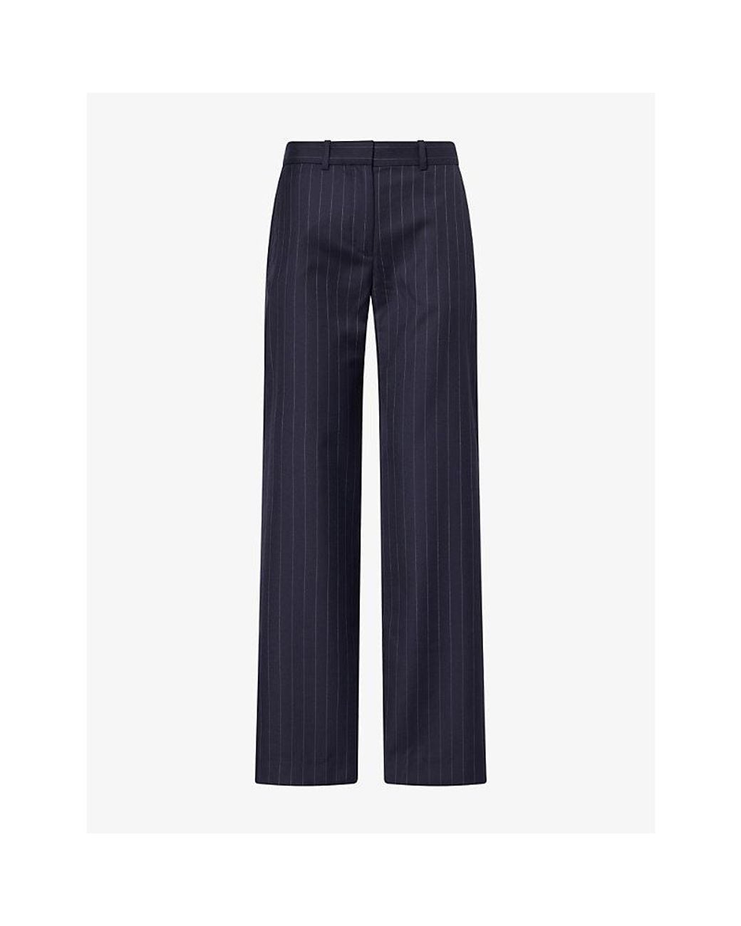 Acne Blue Pyxano Pinstripe Wool Trousers