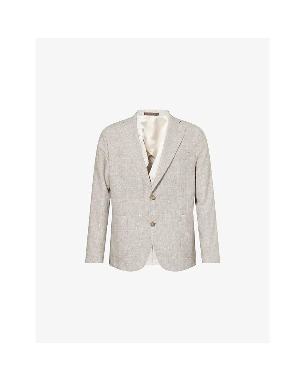 Oscar Jacobson White Ferry Single-Breasted Linen-Blend Blazer for men