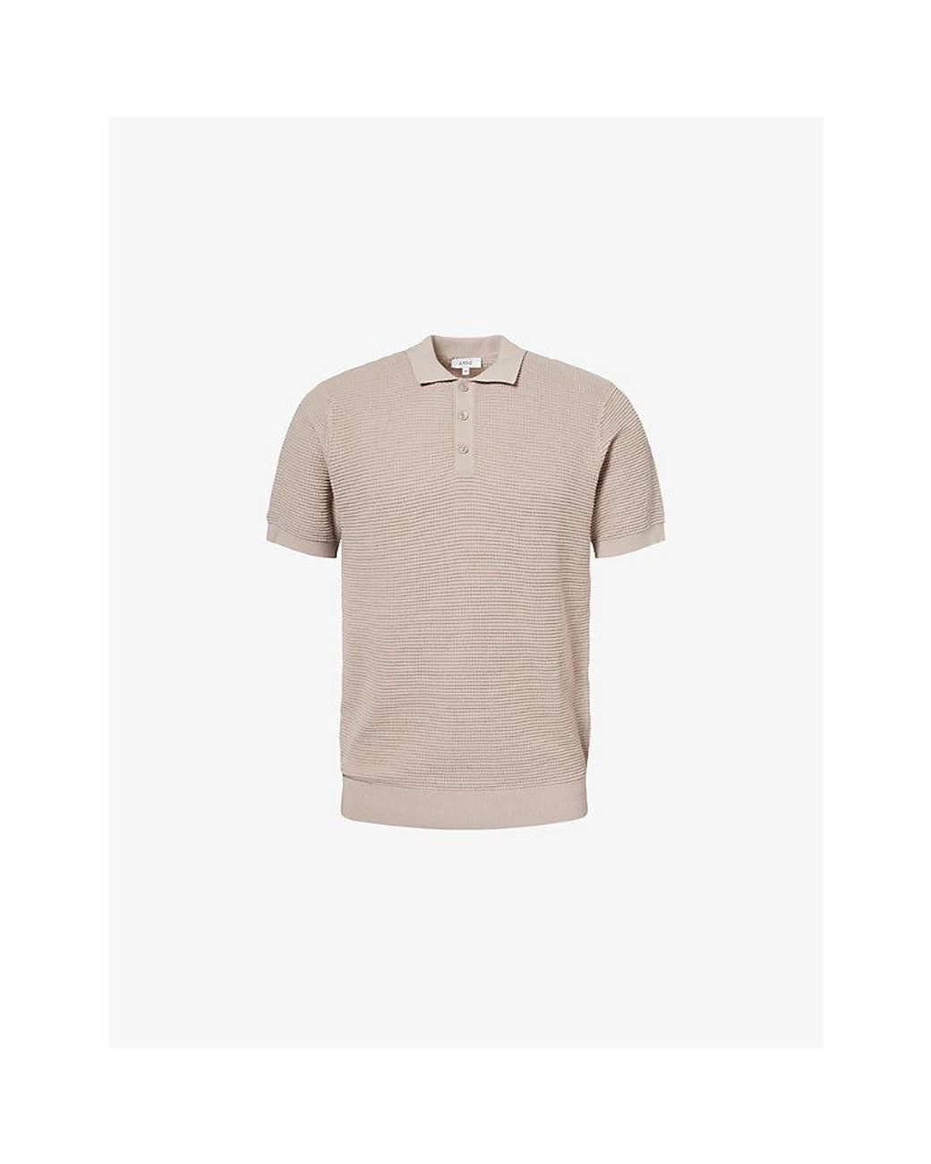 Arne Natural Short-Sleeve Rib-Knit Cotton Polo Shirt for men