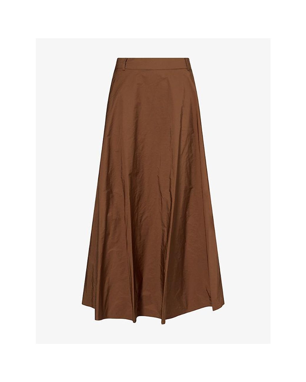 Max Mara Brown Radzmir Flared Woven Maxi Skirt