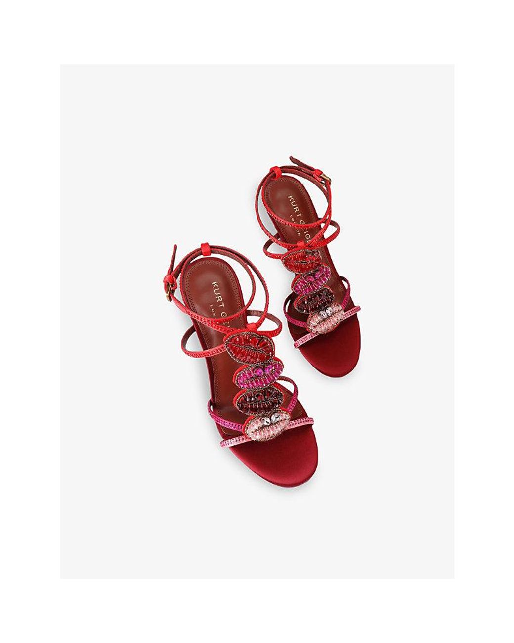 Kurt Geiger Red Kiss Satin Heeled Sandals