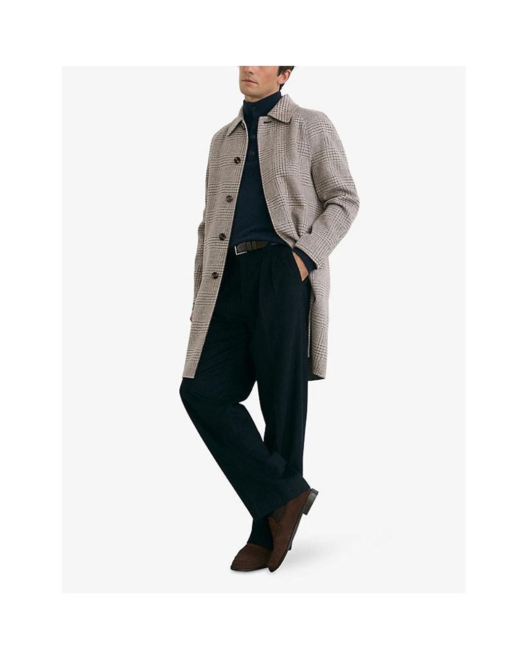 Reiss Gray Morpeth Checked Wool-Blend Coat for men