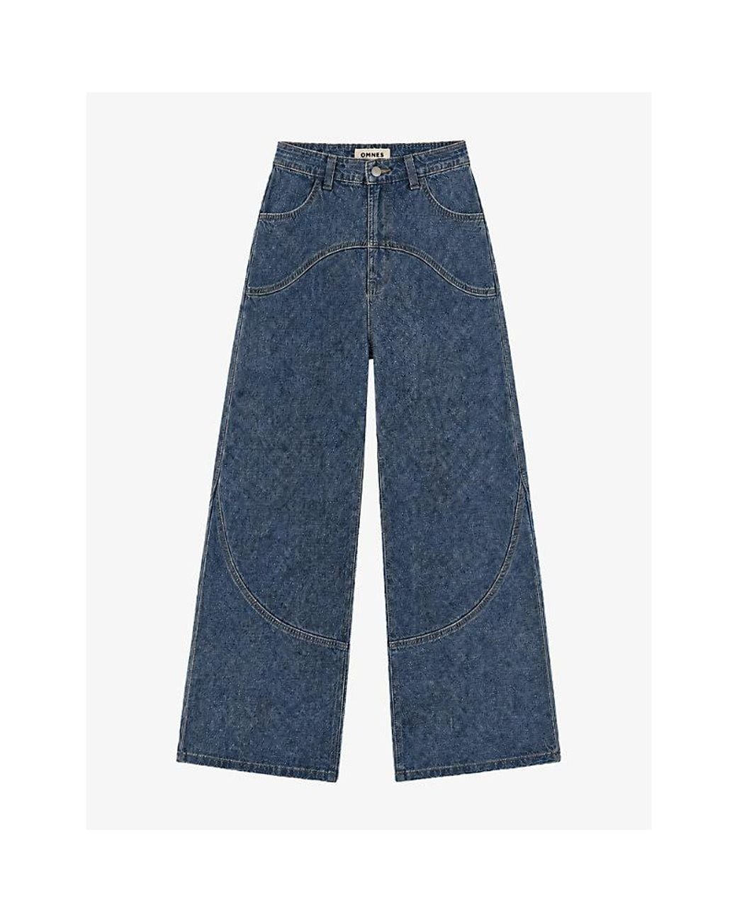 OMNES Blue Zola Barrel-Leg Cotton Denim Jeans