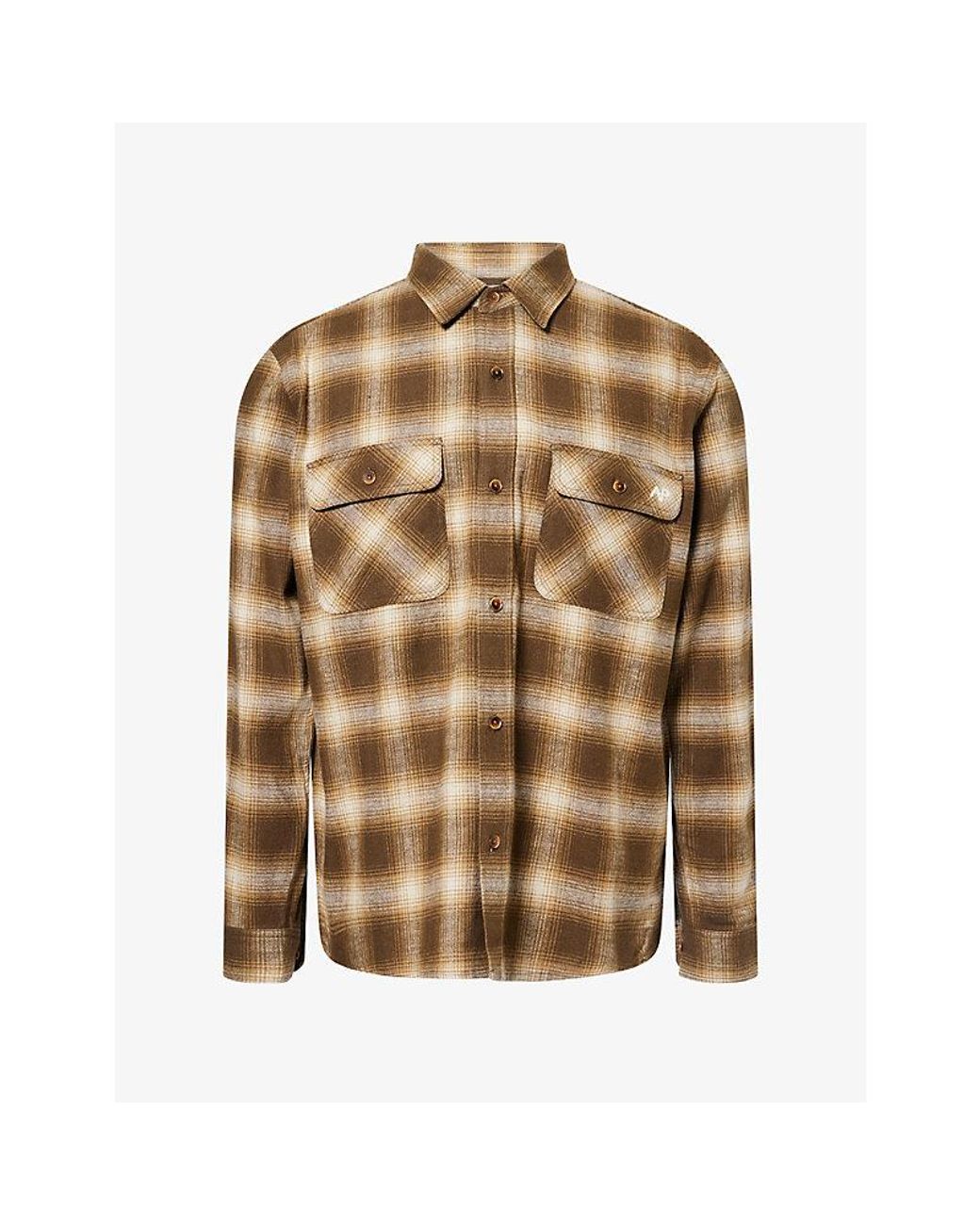 Austin Post Brown Frontier Work Cotton And Linen Blend Shirt for men