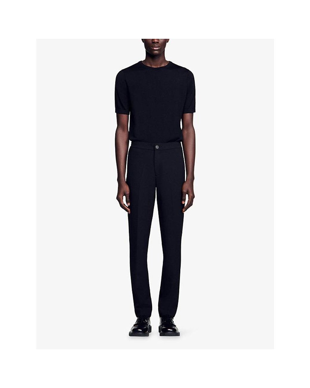 Sandro Black High-Rise Stretch-Jersey Trousers for men