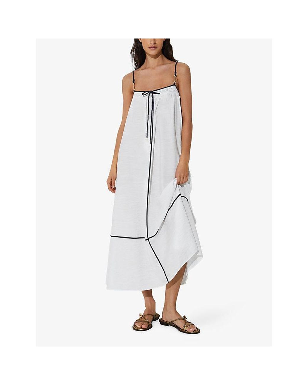 Reiss White Isla Sleeveless Woven Maxi Dress