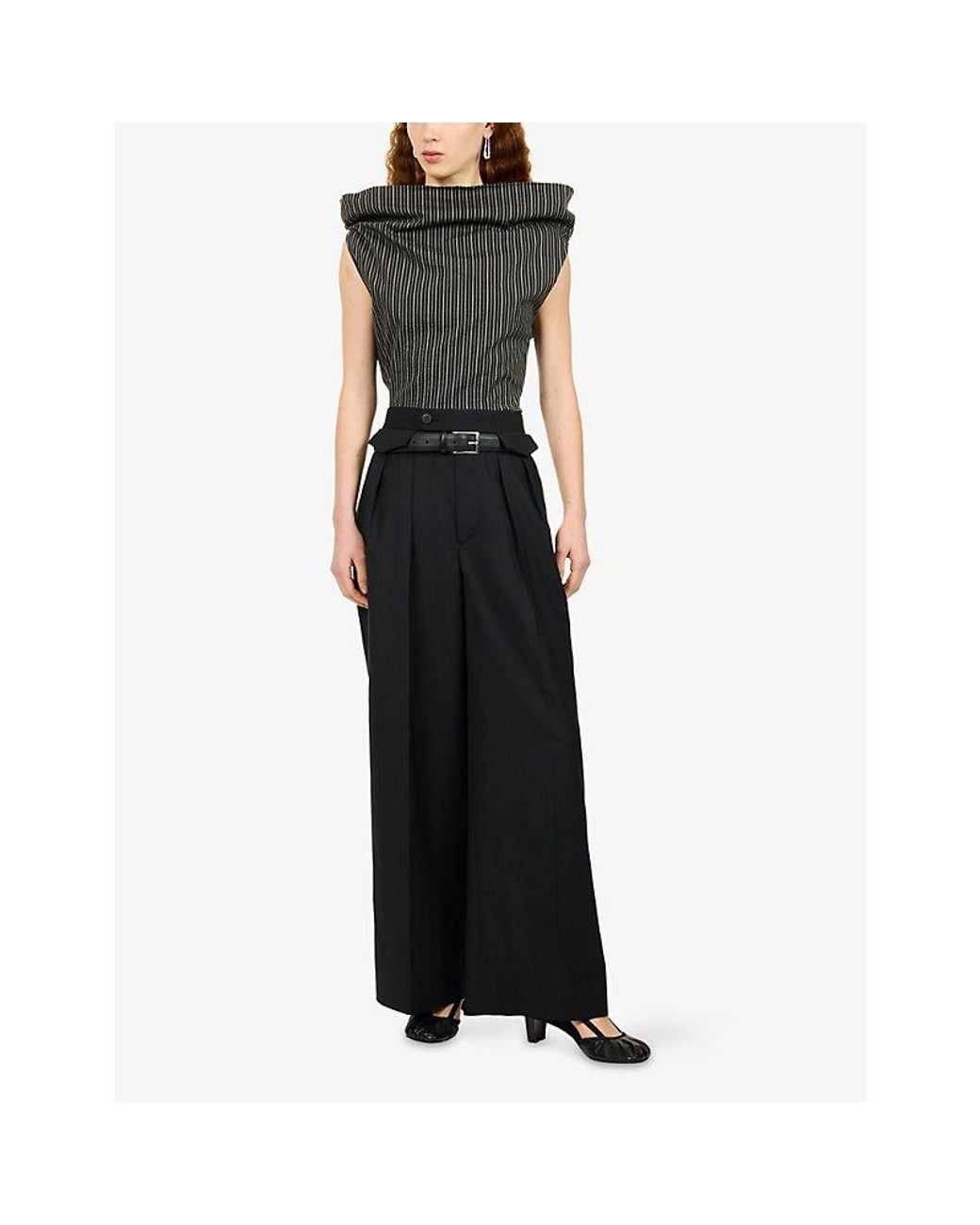 Issey Miyake Black Honest Wide-Leg Wool Blend Trousers
