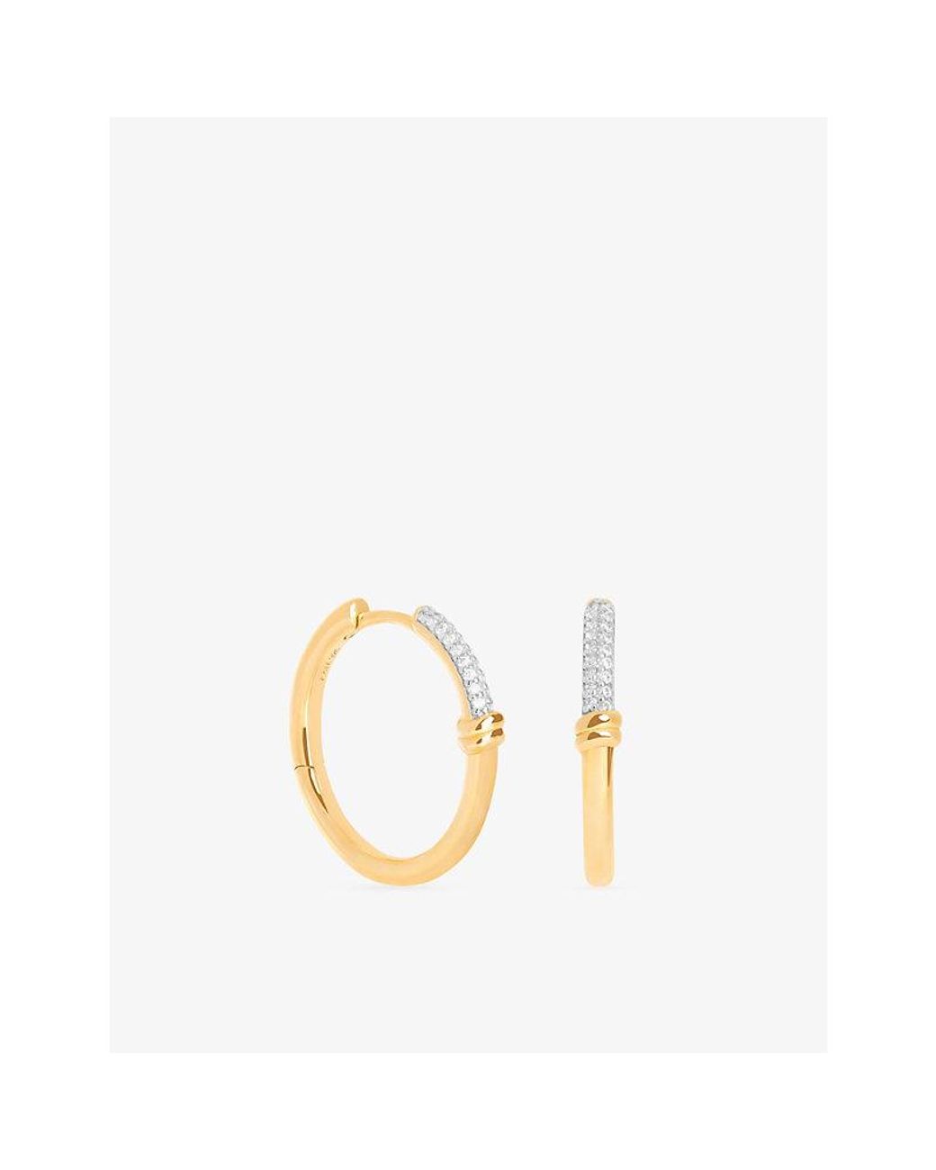 Astrid & Miyu Metallic Pavé Knot-Plated 925 Sterling Hoop Earrings