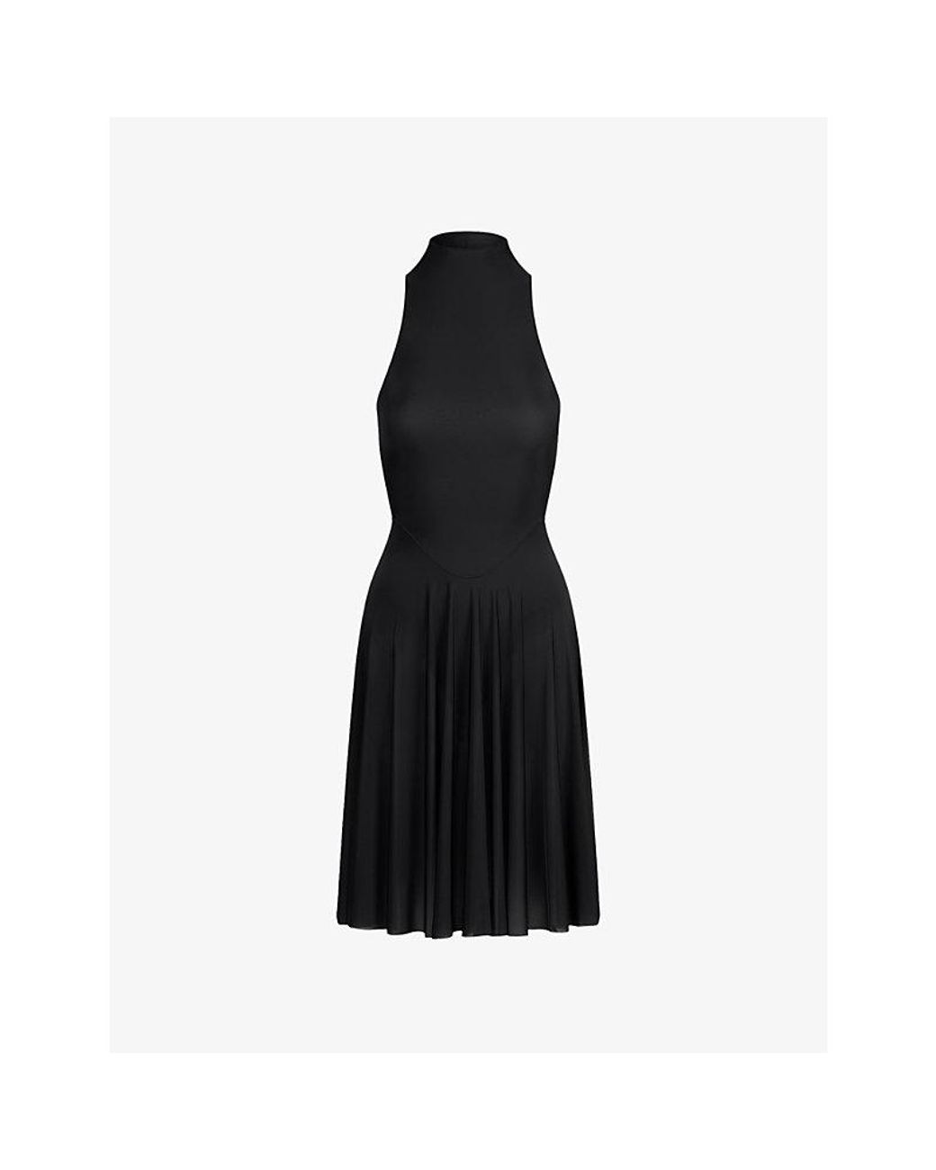 skims milky sheer high neck dress SKIMS Women's Milky Sheer High Neck Midi Dress - Obsidian