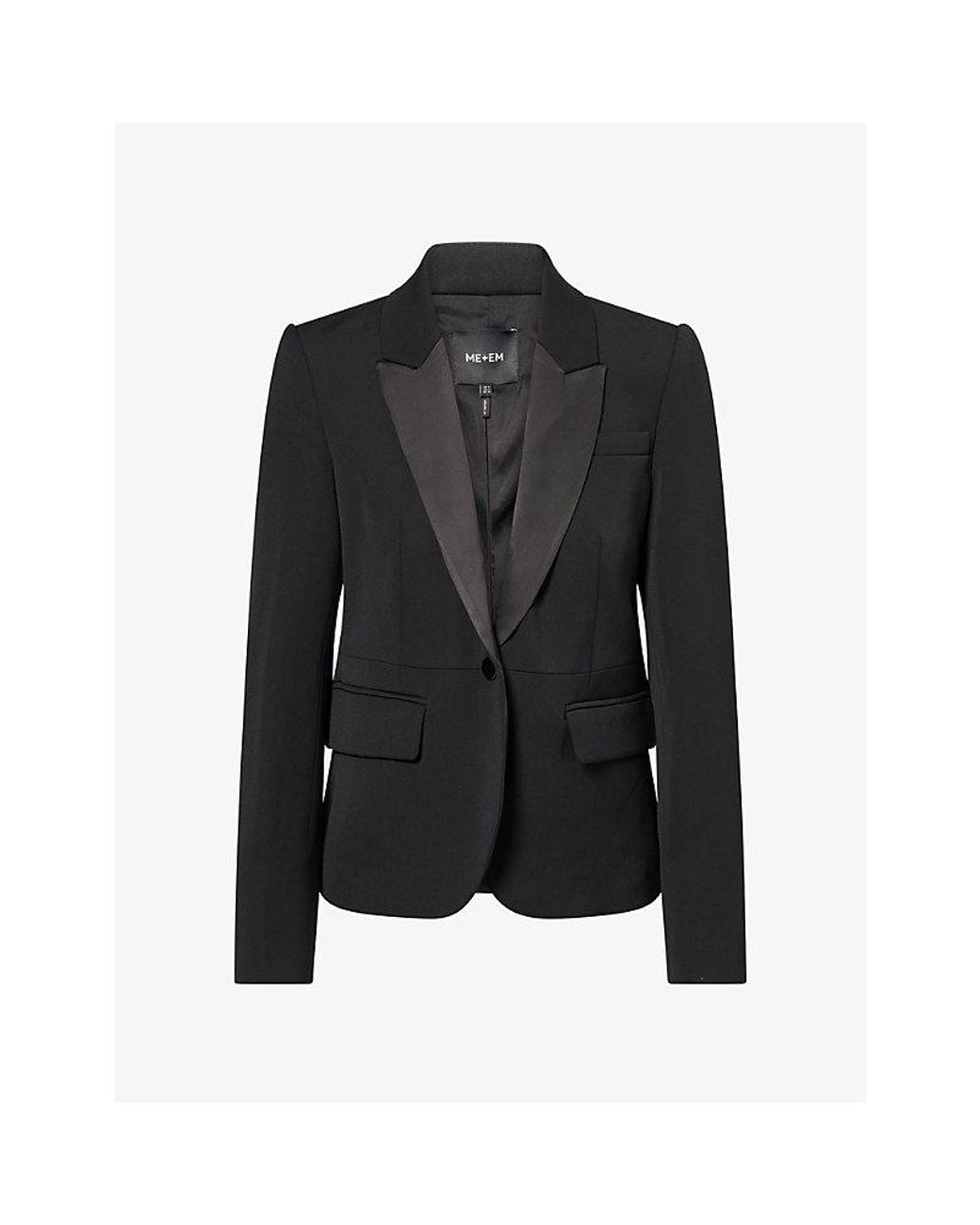ME+EM Black Contour-Fit Wool-Blend Blazer