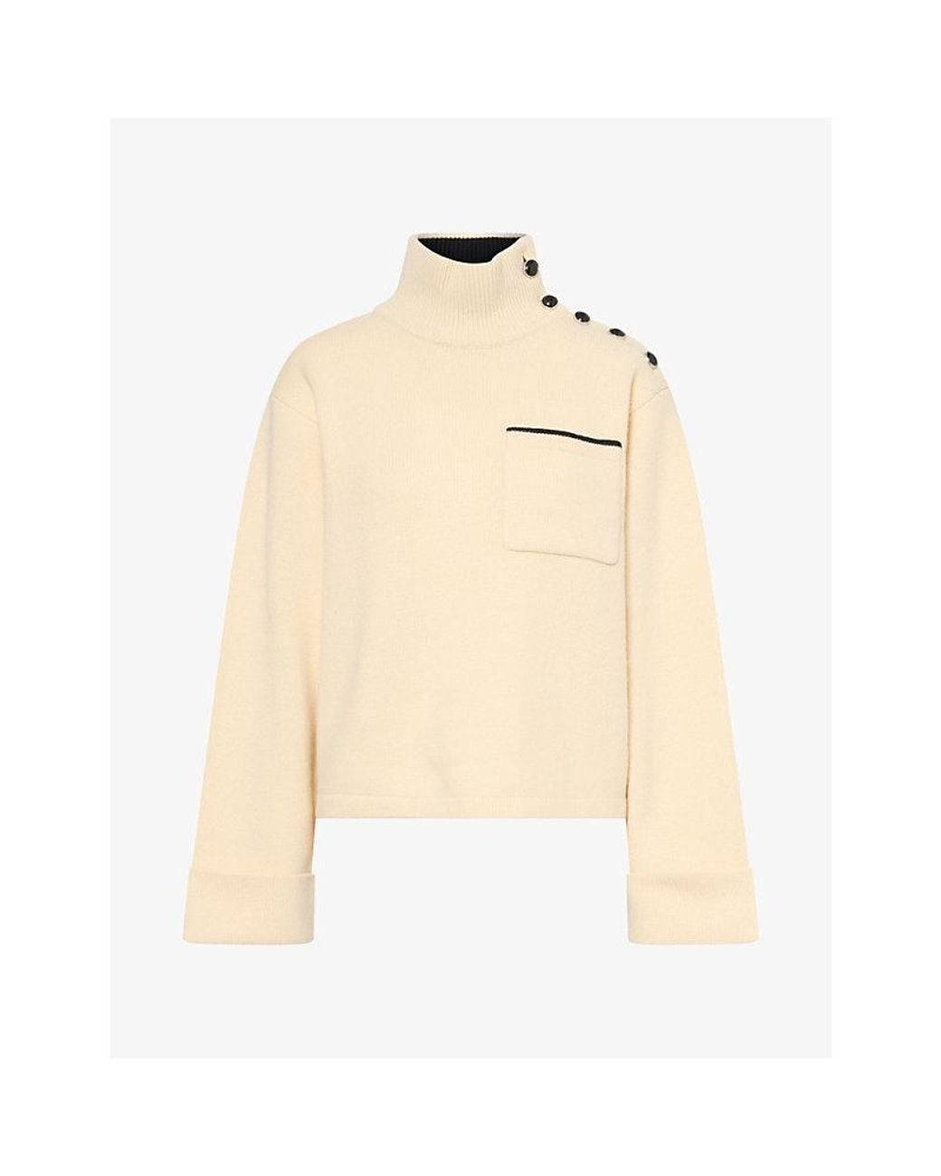 FRAME Natural The Fireside Funnel-Neck Wool Jumper