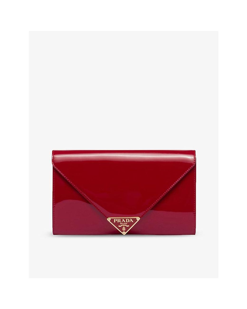 Prada Brand plaque Patent leather Clutch Bag in Red Lyst Canada