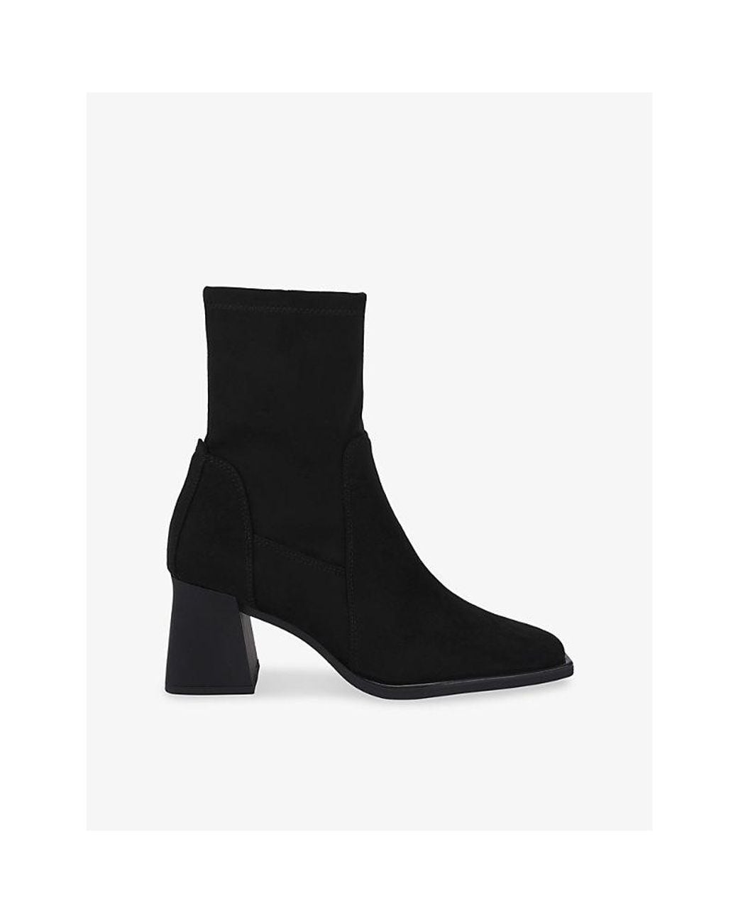 Steve Madden Black Hover Faux-Suede Heeled Ankle Boots