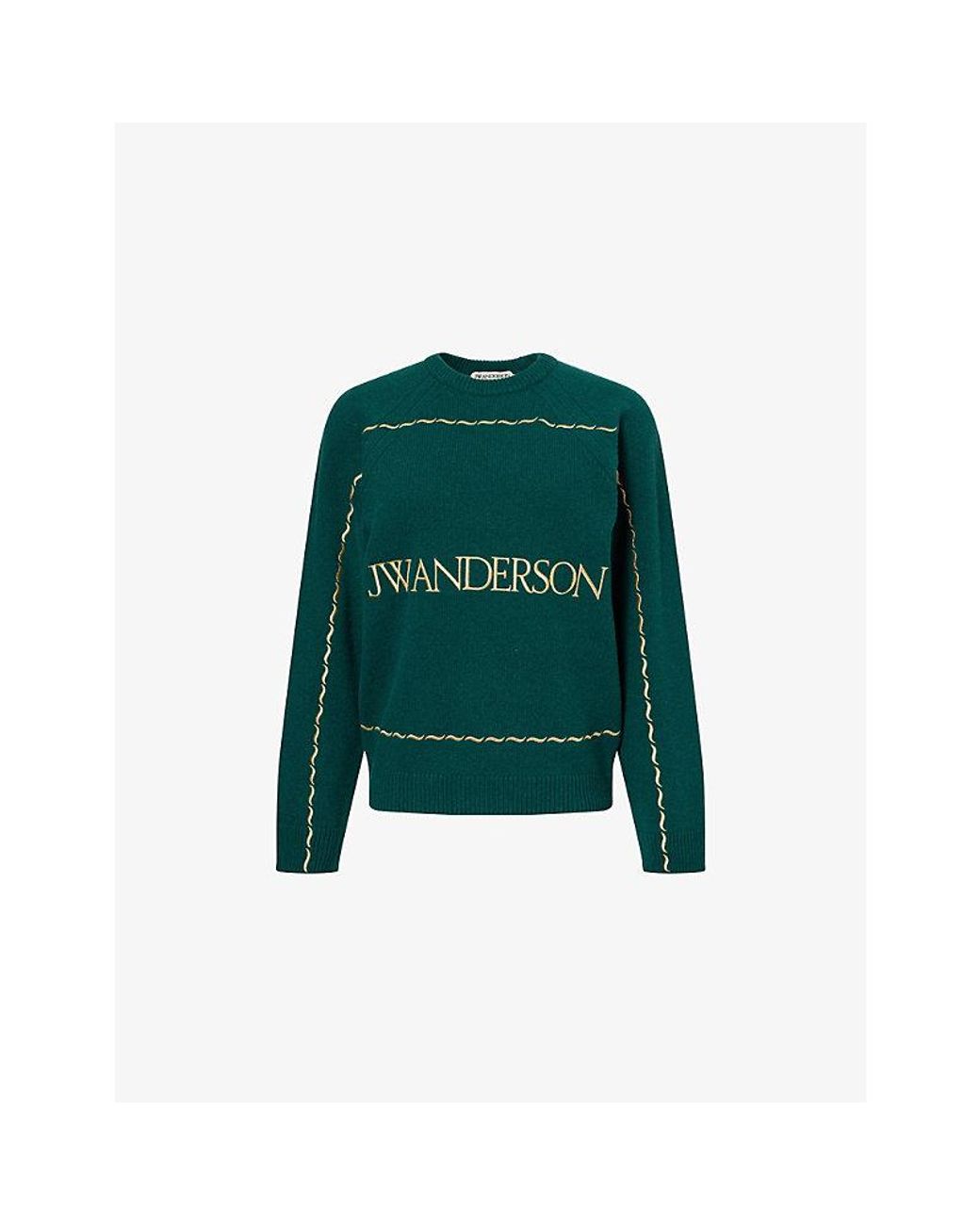 J.W. Anderson Green Logo-Embroidered Round-Neck Wool Jumper
