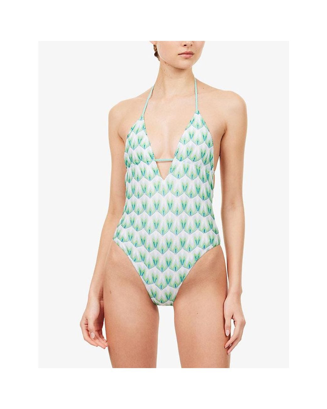 Missoni Blue Raschel Lace Knit Swimsuit