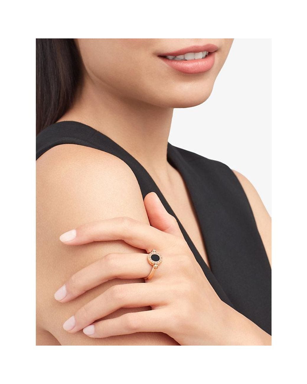 BVLGARI White 18Ct Rose- Onyx And Mother-Of-Pearl Ring