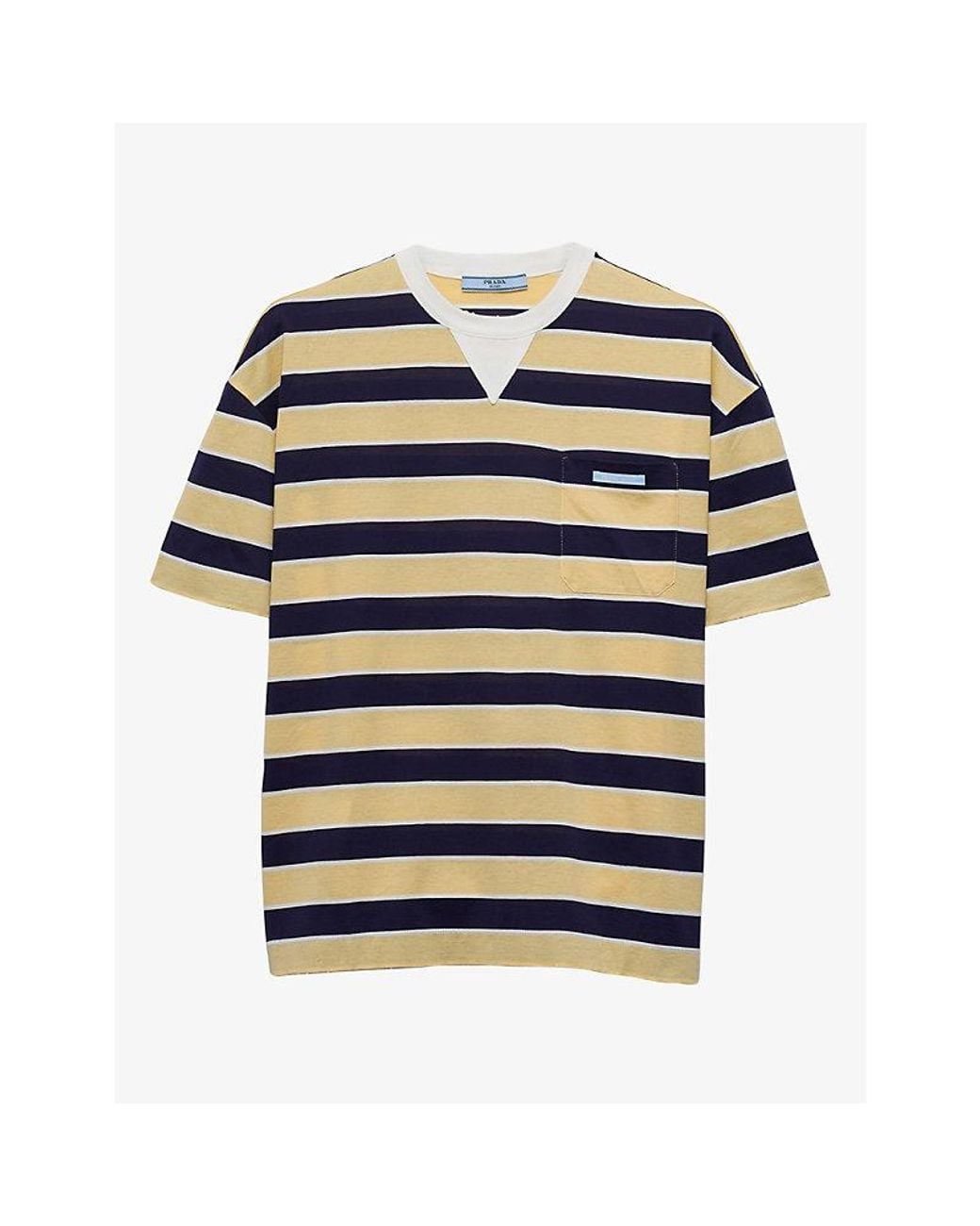 Prada Blue Bayadere Striped Lisle Cotton-Jersey T-Shirt