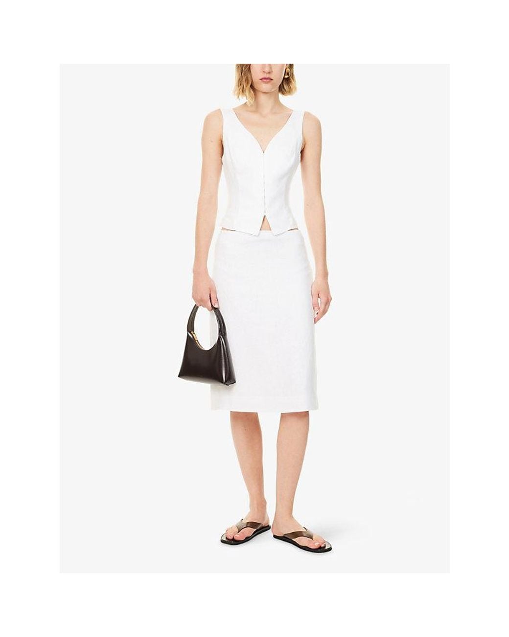 Reformation White Indie Sleeveless Linen Top