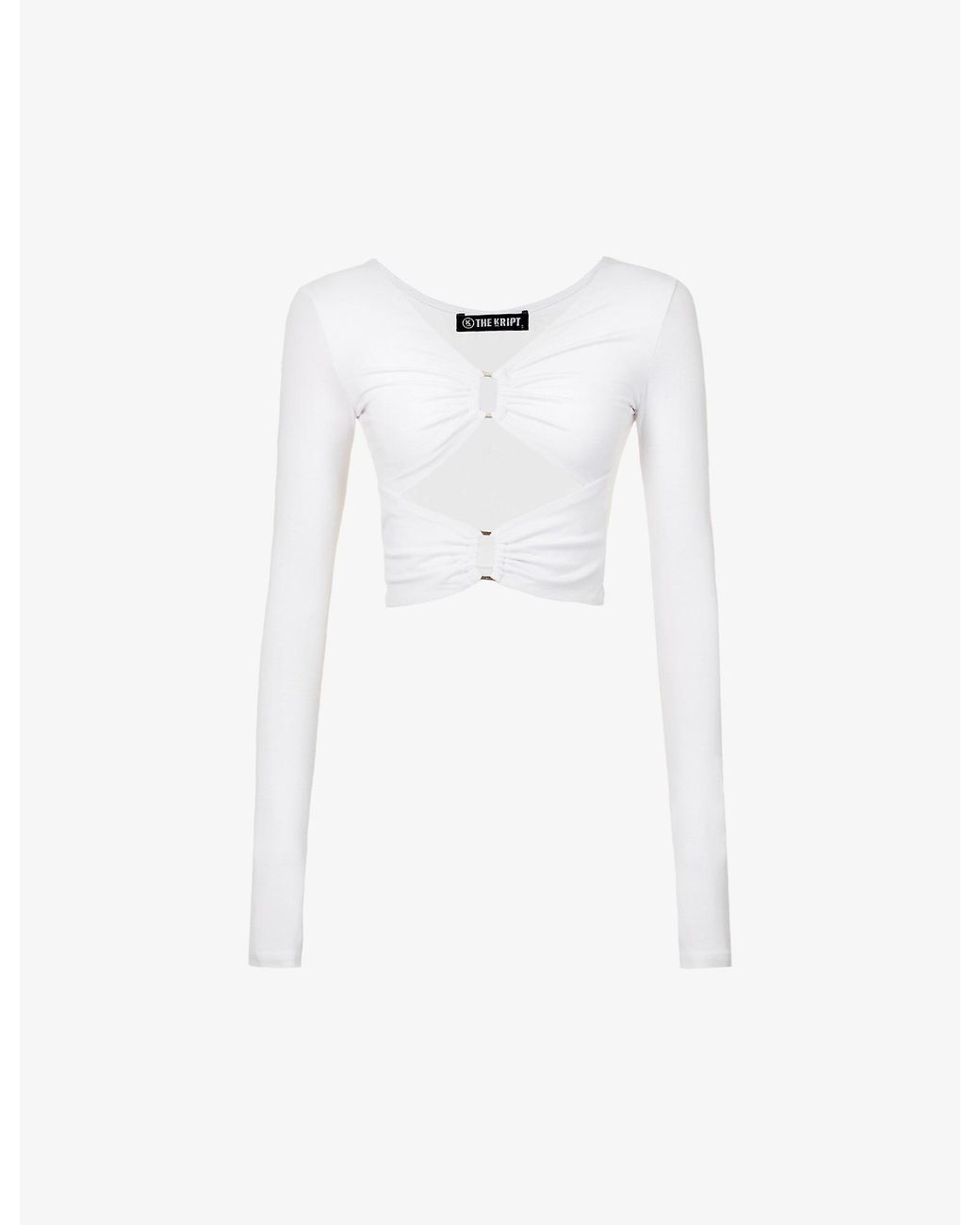 The Kript Marilla Cut-out Stretch-cotton Jersey Top in White