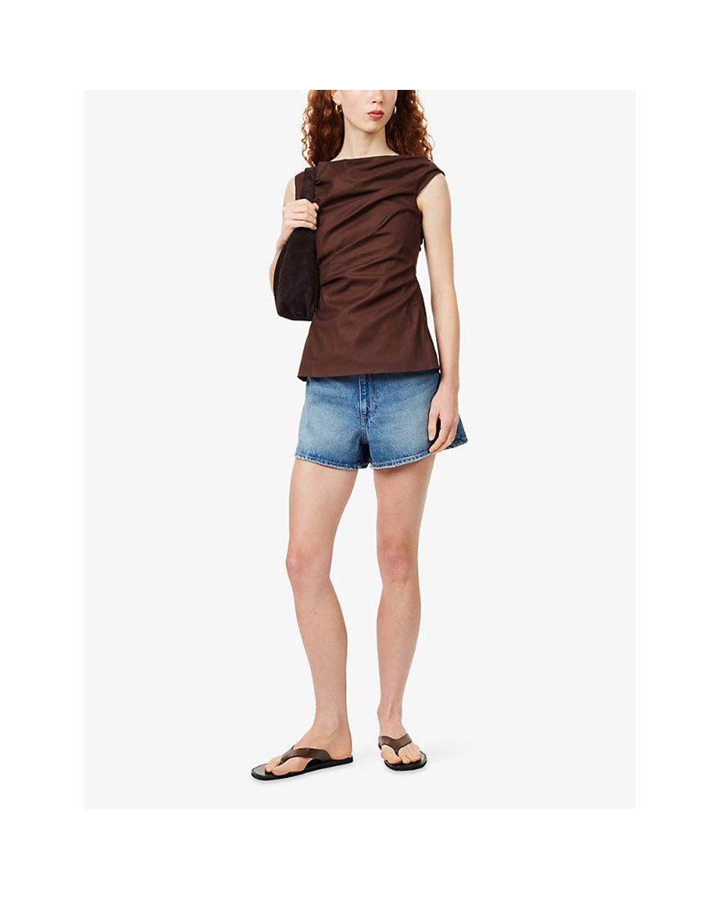 PAIGE Blue Isa High-Rise Denim Shorts