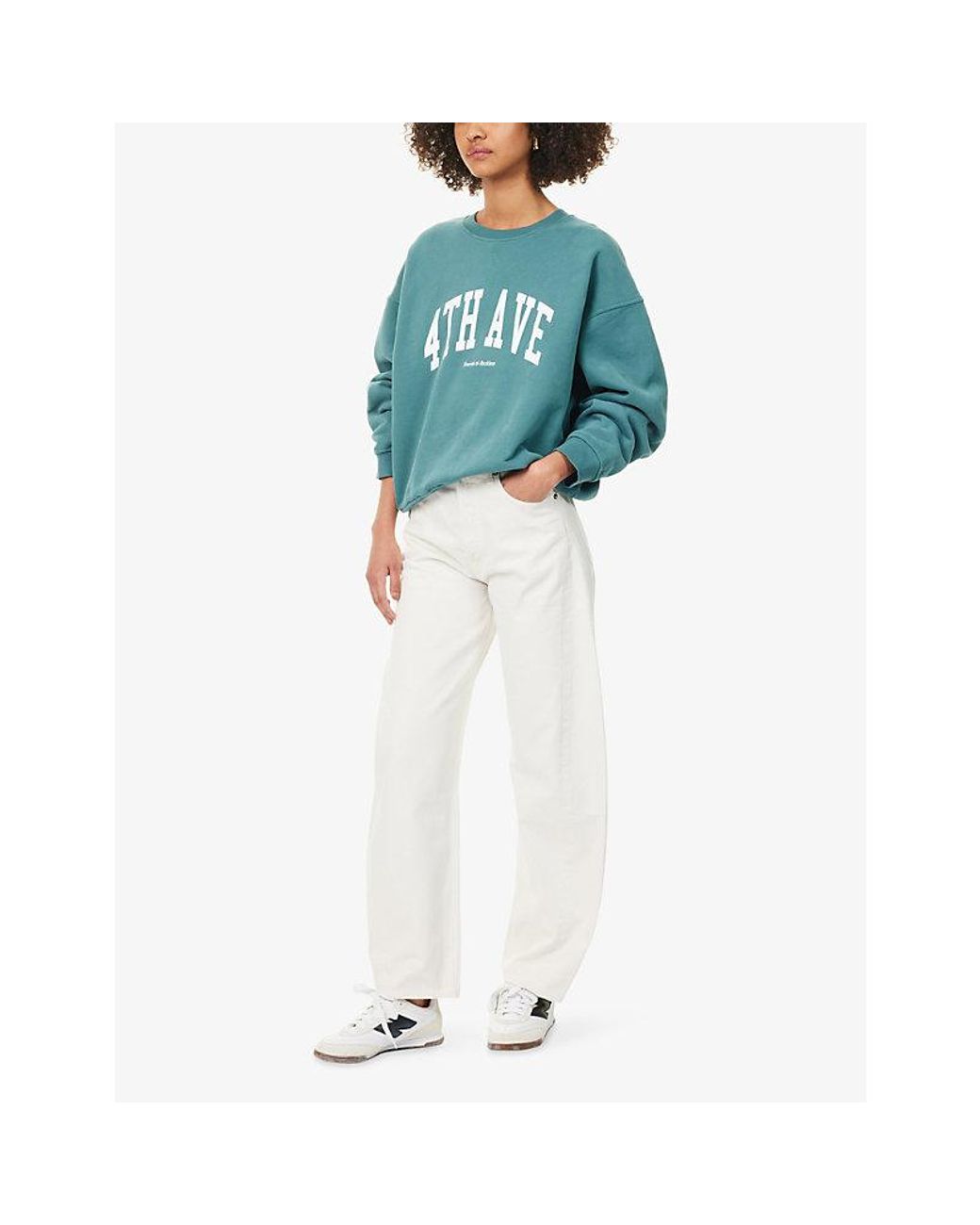 4th & Reckless Blue Avenue Logo-Print Cotton Sweatshirt