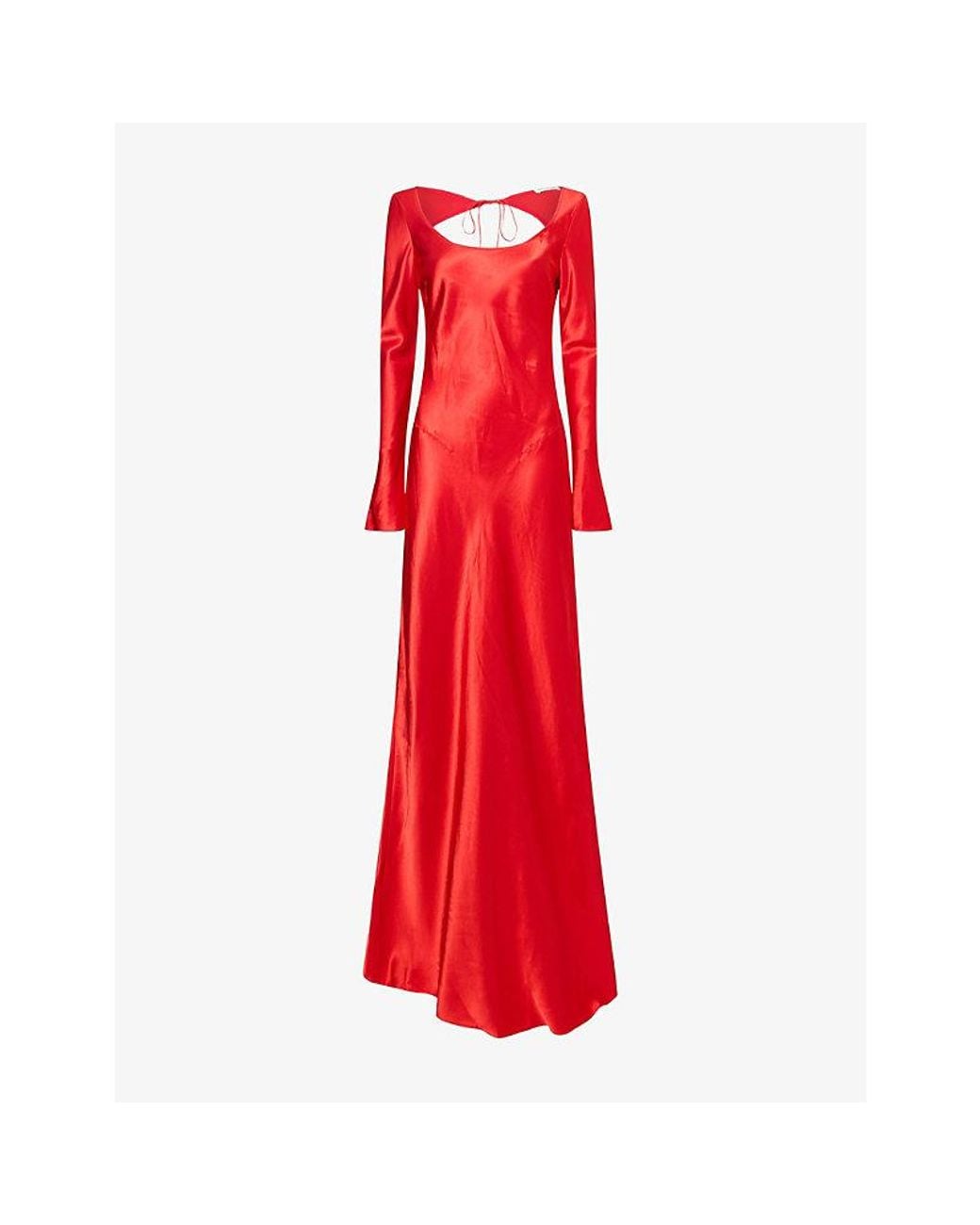 Anna October Red Margit Long Sleeve Satin Maxi Dress