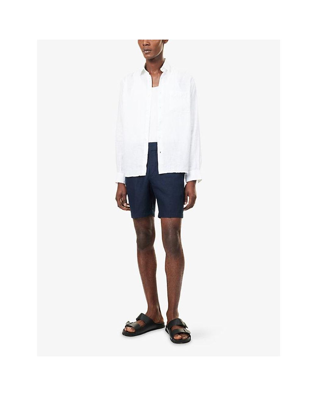 Orlebar Brown Blue Cornell Tailored-Fit Italian Linen Shorts for men