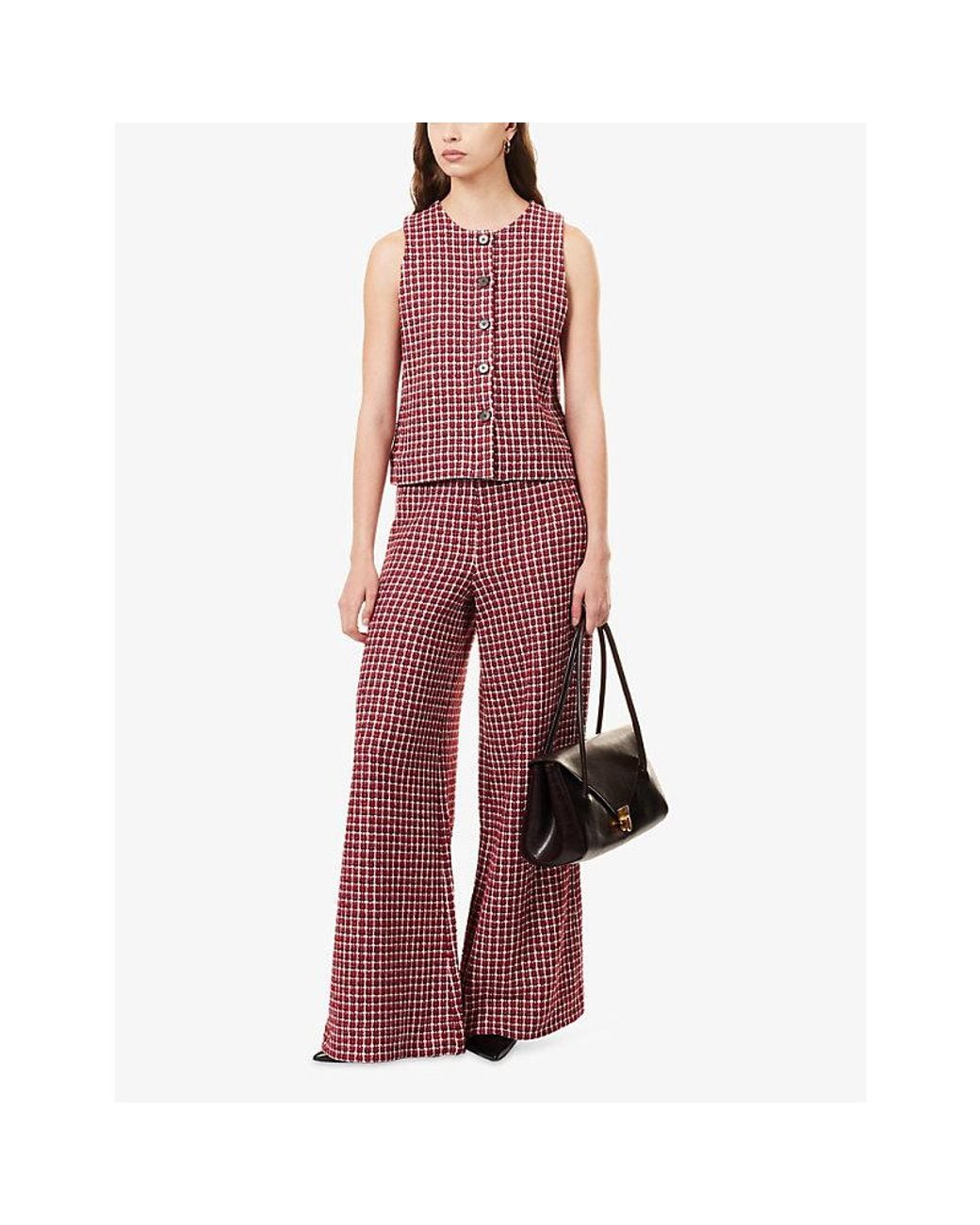 ME+EM Sleeveless Textured-Pattern Woven Top