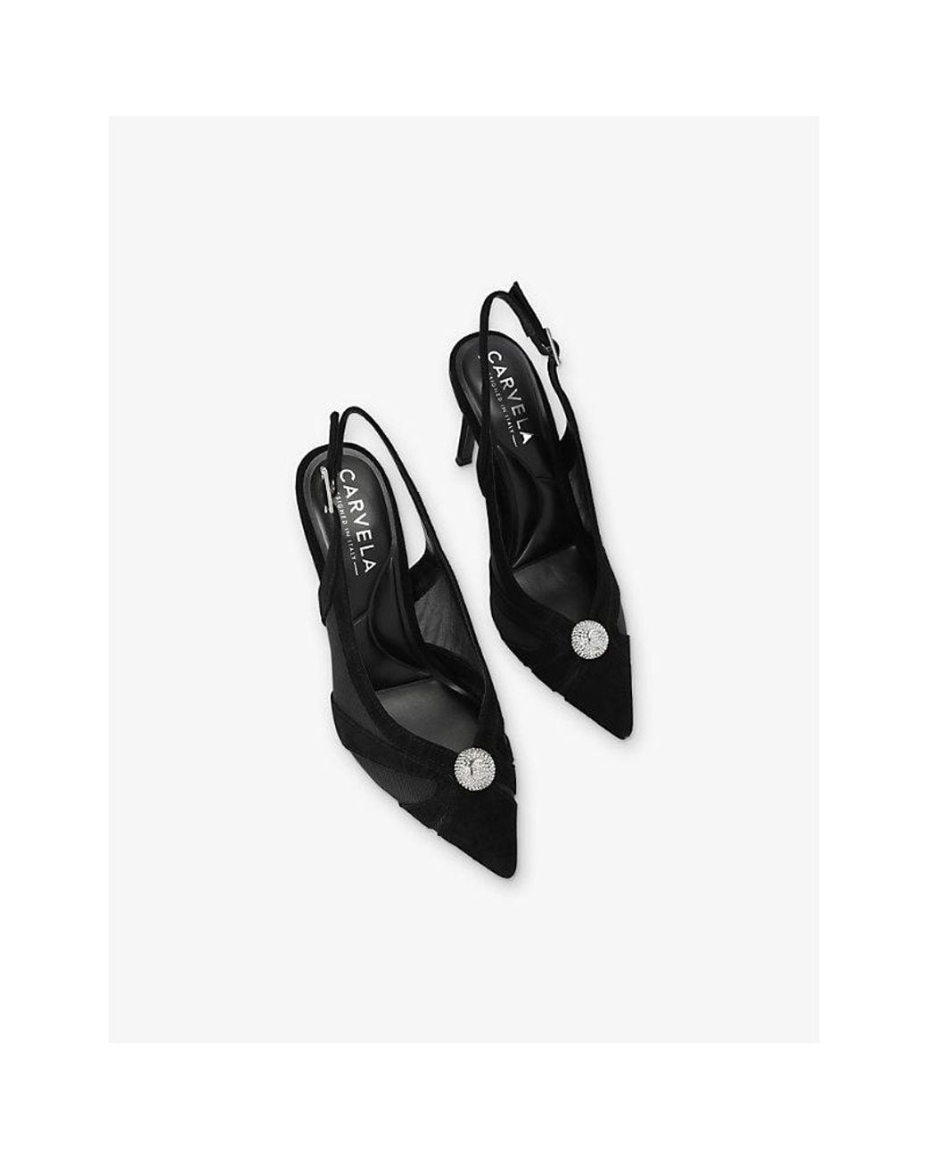 Carvela Kurt Geiger Black Lumera Mesh Sling-Back Courts