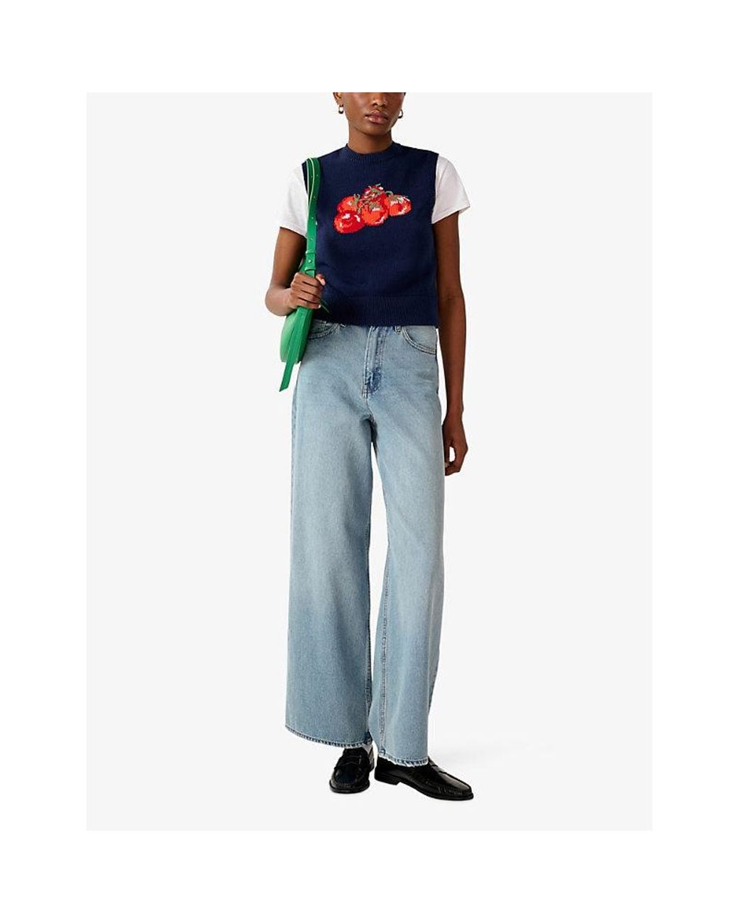 OMNES Blue Bob Tomato Cotton Vest Top