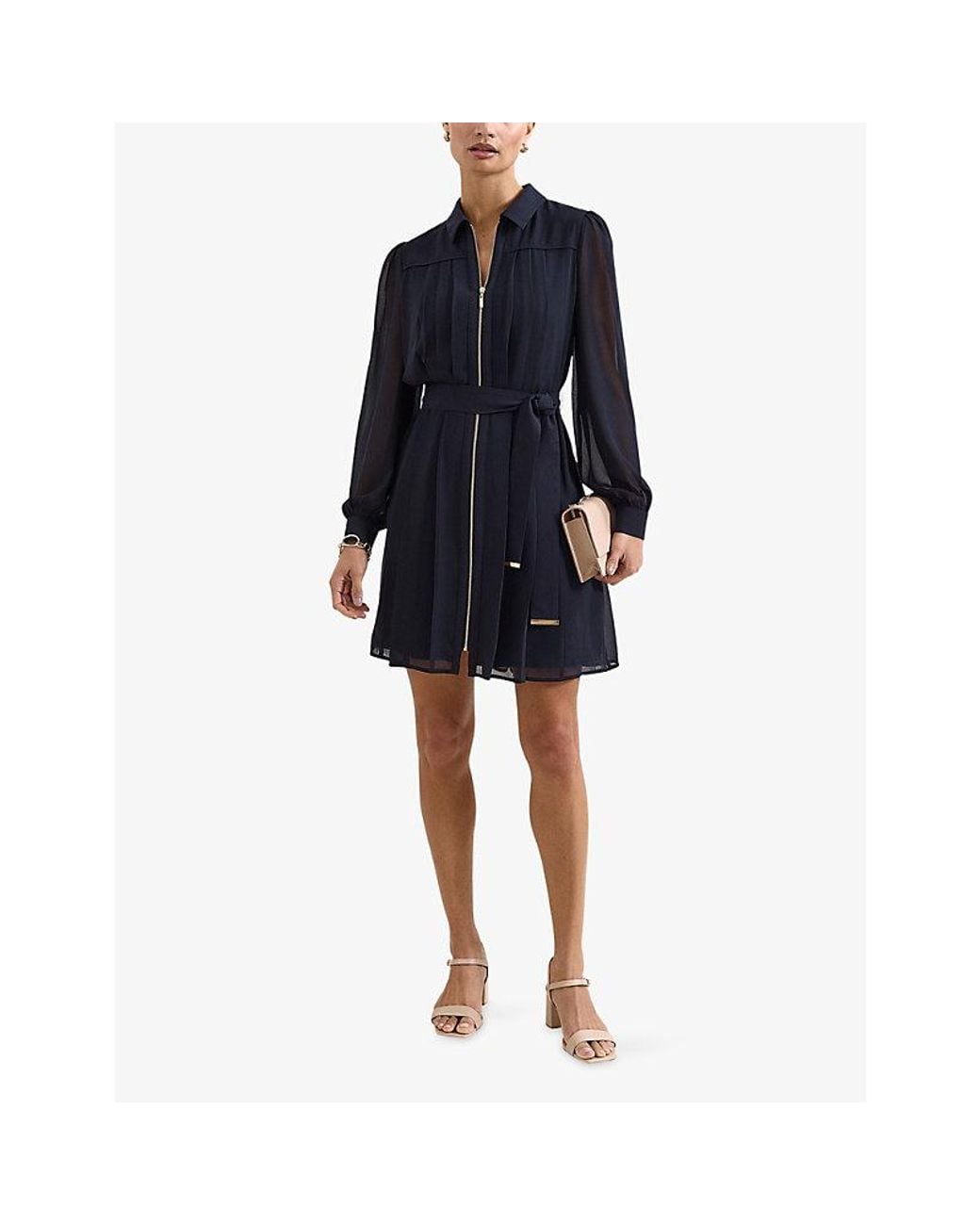 Phase Eight Blue Lottie Belted Woven Mini Dress