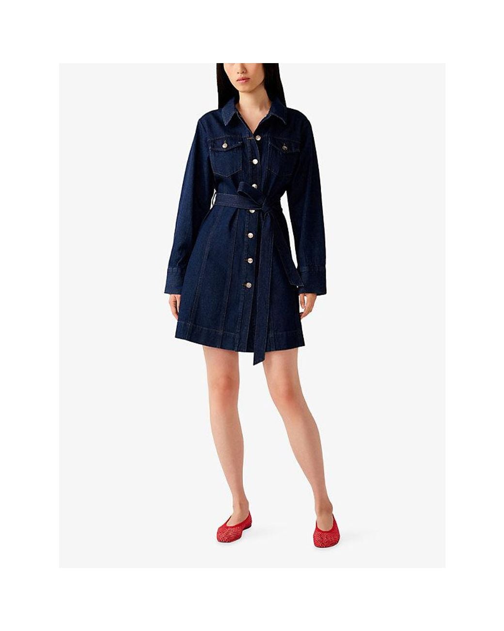 OMNES Blue Vera Cotton Denim Mini Dress